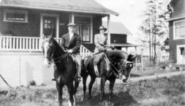 [Wilfred James Sudbury and Sybil Sudbury? on horses in front of 3632 West 3rd Avenue] rear of 362...