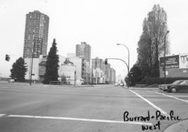 Burrard [Street] and Pacific [Street looking] west