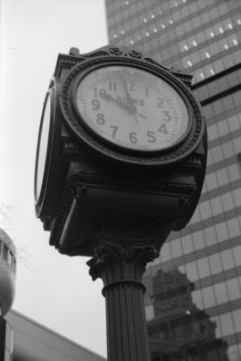 Birk's Clock, detail [Granville Street at West Georgia]