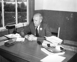 [Stanley Burke, President of Boeing Aircraft of Canada in his new office on Sea Island]
