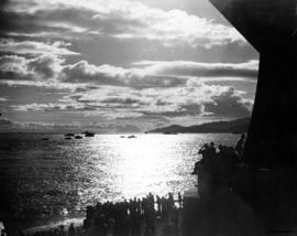 [A view from the north side of the First Narrows of the flotilla escorting King George VI and Que...