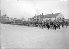 Military 72nd [Regiment inspection parade] [on the Cambie Street grounds in front of the Drill Ha...