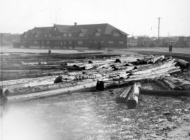[View of the debris left on Kitsilano Beach after a storm]