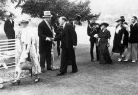 The Hambers receiving guests at Government House garden party