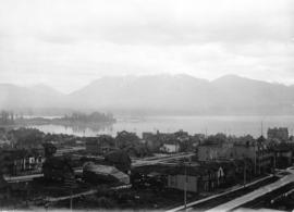 [Looking northwest from the roof of the first Hotel Vancouver on Georgia Street towards Stanley P...
