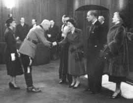 [Superintendent Archer greets H.R.H. Princess Elizabeth and H.R.H. Philip Duke of Edinburgh]