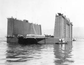 [A drydock being moved into position at North Van Ship Repairs (Pacific Drydock) Limited ]