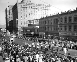 Marching band in 1947 P.N.E. Opening Day Parade