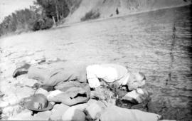 Oil country - [L.D. Taylor kissing rock in Sheep Creek]