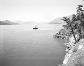 [View of Howe Sound from West Vancouver showing Hood Point, Bowyer Island and Whytecliffe]