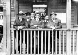 [James Crookall with other Union Steamship Company employees in front of the office]