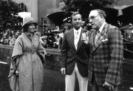 Grace McCarthy, Premier W.R. Bennett and P.N.E. representative E.M. Swangard at 1978 P.N.E. Openi...