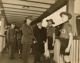 Lord Athlone and Lt. Gov. Hamber inspecting the Boy Scout troop