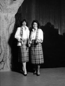 Karen Neveu and Kerry Rasmus model Centennial tartan