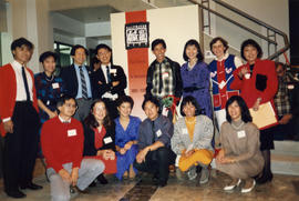 Group portrait of planning committee of Saltwater City exhibition, at Chinese Cultural Centre