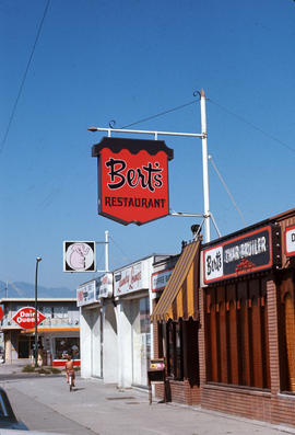 [View of store sign for Bert's Restaurant at 2904 Main Street]