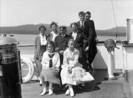 [Captain Browne and passengers aboard S.S. "Camosun"]