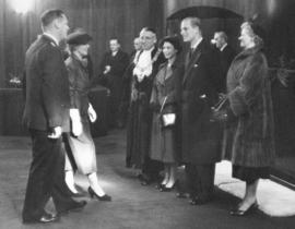 [Chief Constable and Mrs. W.H. Mulligan greet H.R.H. Princess Elizabeth and H.R.H. Philip Duke of...