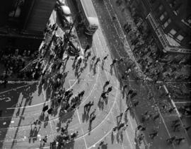 [Aerial view of Victory in Europe Day celebrations on Hastings Street]