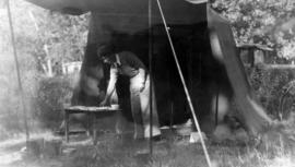 [Beatrice Timmins at] our camp, Bonaparte River