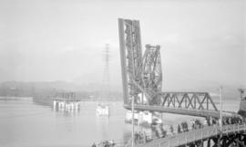 [Second Narrows Bridge under construction]