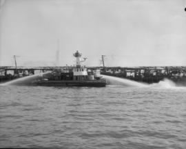 [Vancouver Fireboat No. 2 fighting waterfront blaze]