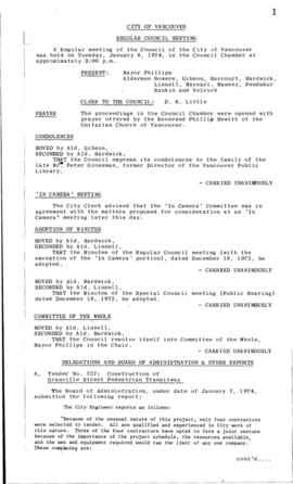 Council Meeting Minutes : Jan. 8, 1974