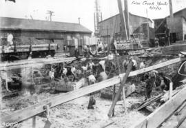 False Creek Yards [Construction progress photograph of the CPR S.D. & P.C. Dept. Storage ware...