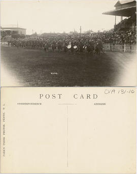 Canadian high school army cadets from Vancouver marching at a stadium in Perth, Australia.