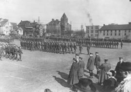 [Major General Steele inspecting the 29th Vancouver Battalion on the Cambie Street Grounds]