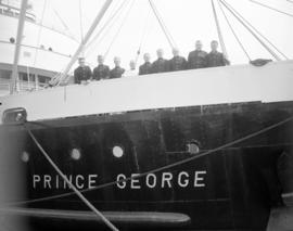 [The crew of the "Prince George" on the ship's deck]