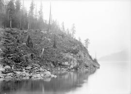 [Two men on partially cleared site for Buntzen Lake Power Plant number one]