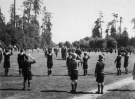 Boy Scouts and Wolf Cubs saluting Governor General at Ceperley Playgrounds