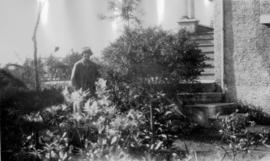 [Emily Matthews in 1158 Arbutus Street garden in 1922]