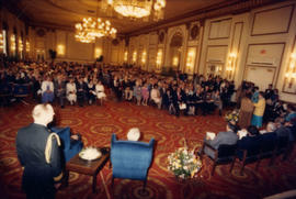 Distinguished Pioneer Awards attendees and speakers in the Hotel Vancouver Grand Ballroom