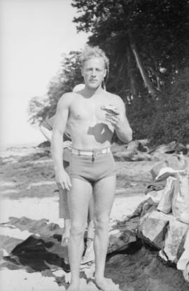 Norman P. Hager in swimming trunks
