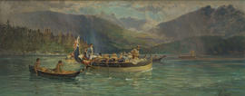 The boats of Captain George Vancouver entering Burrard Inlet AD 1792