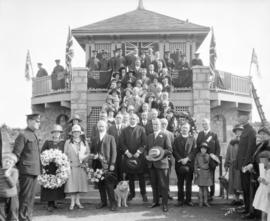 [Group portrait of City Councillors and other dignitaries at opening of Memorial Park]