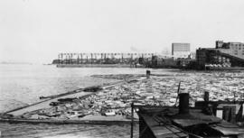 Burrard Inlet, log boom to east of refinery dock