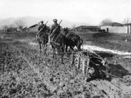[Wooden sleigh used to haul supplies through the mud on the Salonica front]