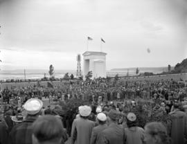 [Boundary Treaty Centennial celebration at the Peace Arch border crossing]