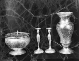 Harry Birks & Sons Ltd. - Silverware [Candlesticks, a vase, and a bowl]