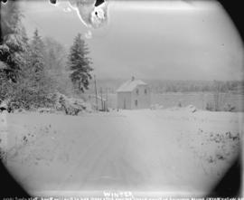 [Waterworks house at end of Pipeline Road in Stanley Park, covered in snow]