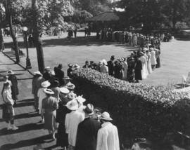 Guests in line to be received at Government House garden party