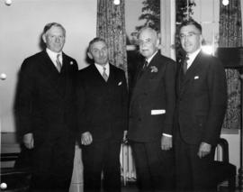 Prime Minister Louis St. Laurent and university officials