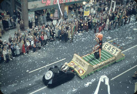 43rd Grey Cup Parade, on Granville Street British Columbia Telephone Company [BCTEL] float and sp...