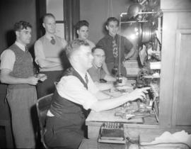 [B.C. Telephone personnel at work on the Bayview Cedar Exchange]