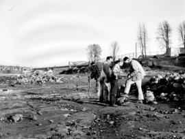 [Surveying the site for the Maritime Museum and St. Roch at Hadden Park Kitsilano Beach]