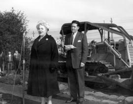 [Mrs. S.A. Cracknell and Mr. W. R. Russell at the sod -turning ceremony for the Kerrisdale Commun...