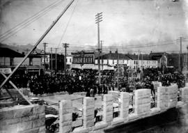 [Cornerstone ceremony at Vancouver Free (Carnegie) Library - S.W. corner of Westminster Avenue (M...